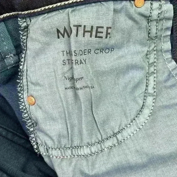 Mother Denim Insider Crop Step Fray Dark Straight Leg in Night Tripper Size 25 - Picture 11 of 14